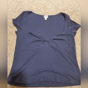 Sun-Deh Deep Blue Twist Front Blouse Size Large